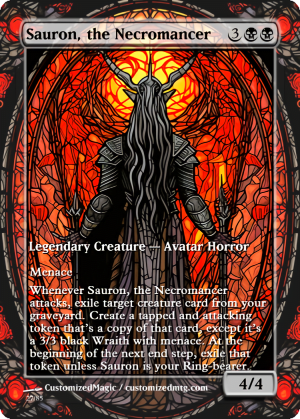 The Lord of the Rings- Tales of Middle-earth Legendary - Stained Glass Edition - Part 4 of 4 | Sauron the Necromancer | Magic the Gathering Proxy Cards