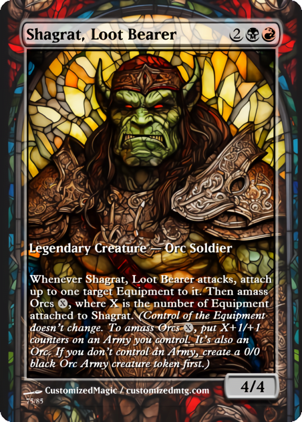 The Lord of the Rings- Tales of Middle-earth Legendary - Stained Glass Edition - Part 4 of 4 | Shagrat Loot Bearer | Magic the Gathering Proxy Cards