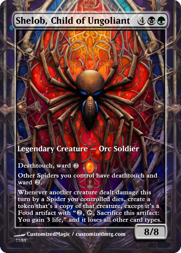The Lord of the Rings- Tales of Middle-earth Legendary - Stained Glass Edition - Part 4 of 4 | Shelob Child of Ungoliant | Magic the Gathering Proxy Cards