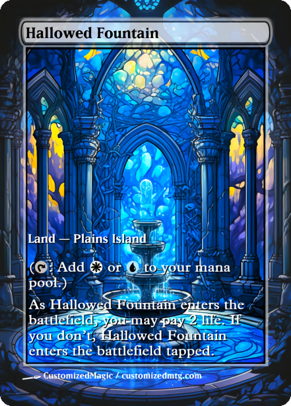Shock Lands - Stained Glass | Hallowed Fountain | Magic the Gathering Proxy Cards