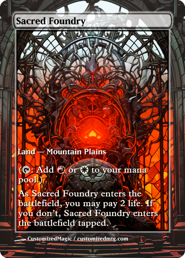 Shock Lands - Stained Glass | Sacred Foundry | Magic the Gathering Proxy Cards