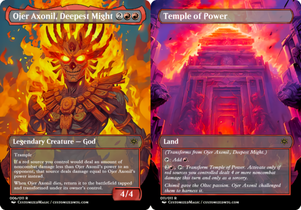 Gods from The Lost Caverns of Ixalan | Ojer Axonil Deepest Might and Temple of Power 2 | Magic the Gathering Proxy Cards