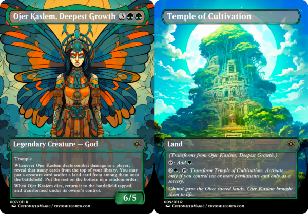 Gods from The Lost Caverns of Ixalan | Ojer Kaslem Deepest Growth and Temple of Cultivation | Magic the Gathering Proxy Cards