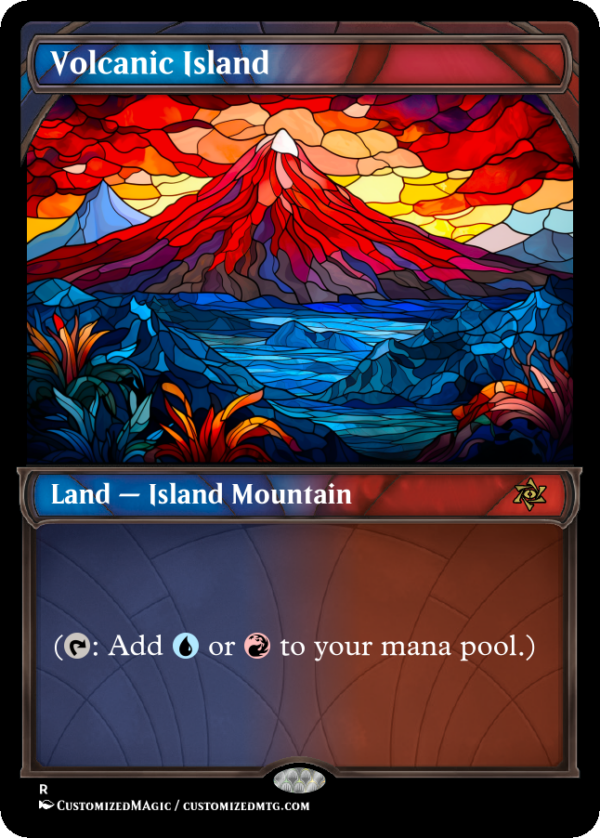 Dual Lands - Stained Glass | Volcanic Island | Magic the Gathering Proxy Cards
