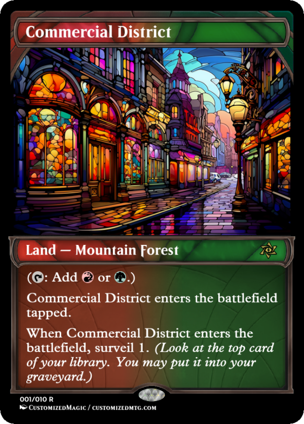 Murders at Karlov Manor Dual Lands - Stained Glass | Commercial District | Magic the Gathering Proxy Cards