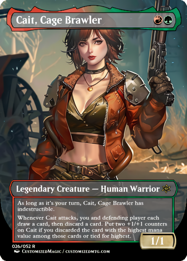Fallout Commanders 1 of 3 | Cait Cage Brawler | Magic the Gathering Proxy Cards