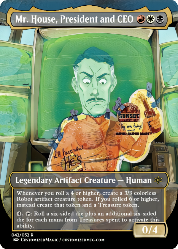 Fallout Commanders 2 of 3 | Mr. House President and CEO | Magic the Gathering Proxy Cards