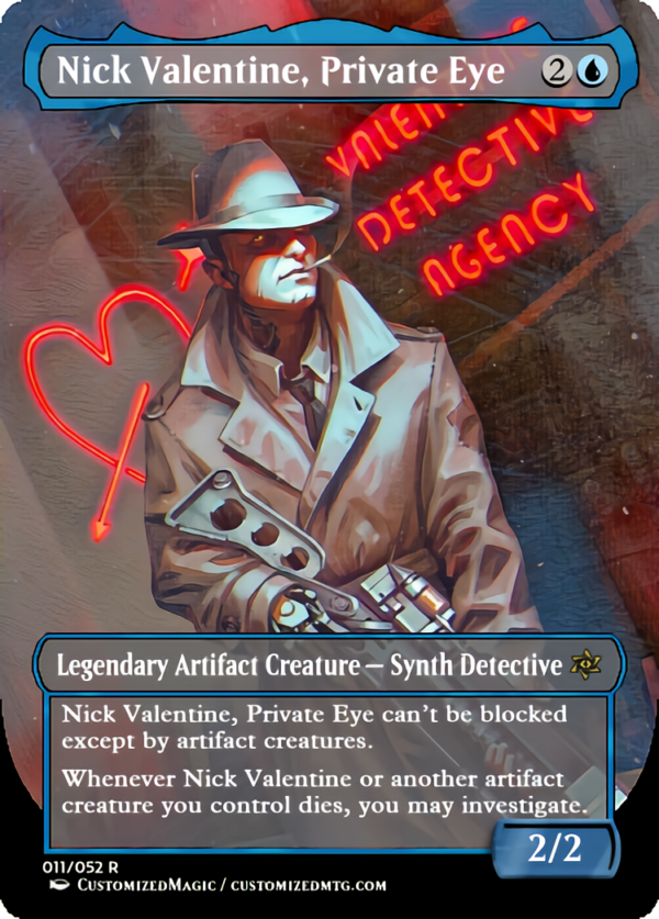 Fallout Commanders 2 of 3 | Nick Valentine Private Eye | Magic the Gathering Proxy Cards