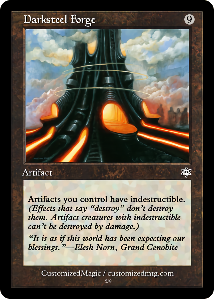 thumbnail image 2 of Darksteel Forge Fan Art Custom Card – Mythic Artifact For MTG EDH Playtest 2 of 4