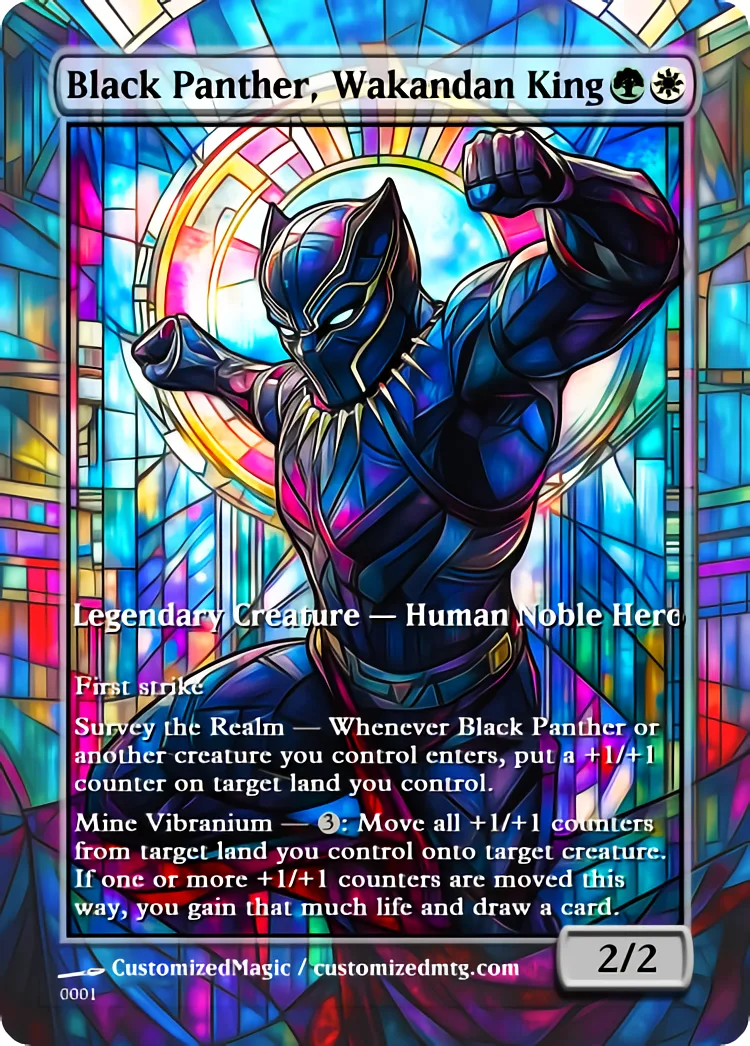 Secret Lair x Marvel's -Stained Glass | Black Panther Wakandan King | Magic the Gathering Proxy Cards