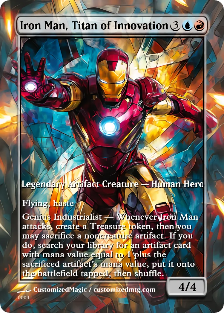 Secret Lair x Marvel's -Stained Glass | Iron Man Titan of Innovation | Magic the Gathering Proxy Cards