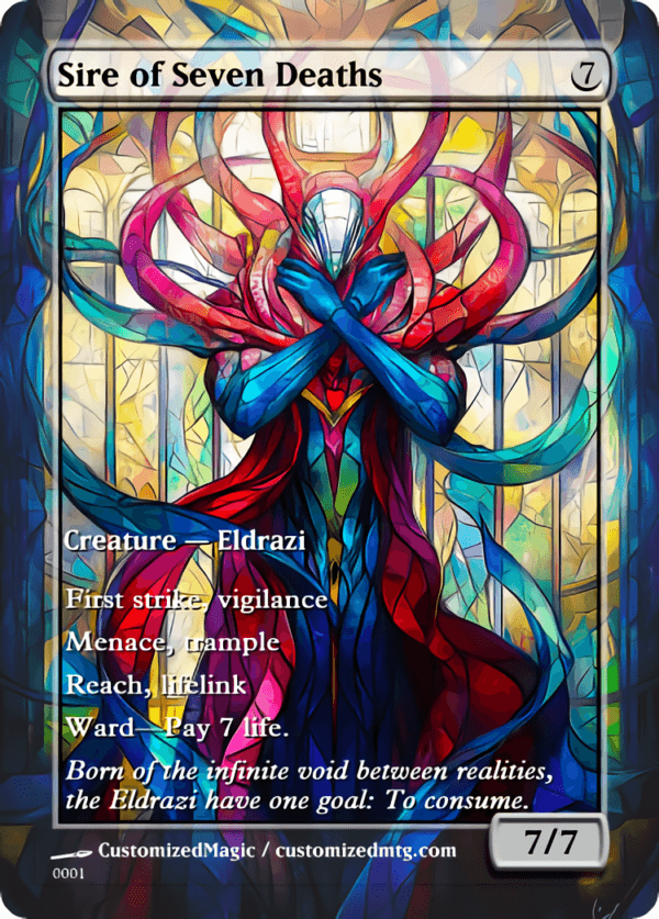 Foundation Mythic Creatures - Stained Glass | Sire of Seven Deaths | Magic the Gathering Proxy Cards