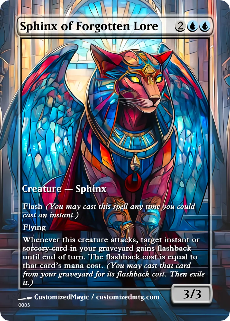 Foundation Mythic Creatures - Stained Glass | Sphinx of Forgotten Lore | Magic the Gathering Proxy Cards