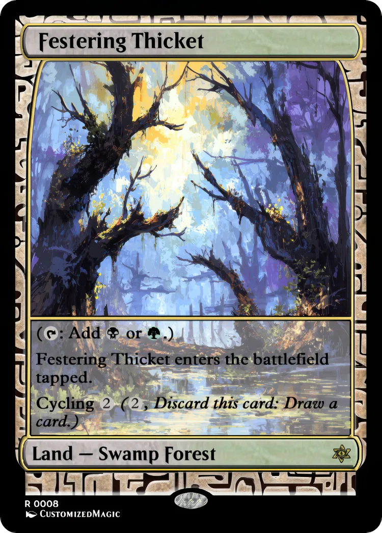Cycling Dual Lands - Expedition Frame | Festering Thicket | Magic the Gathering / MTG Proxy Cards | Shock Lands