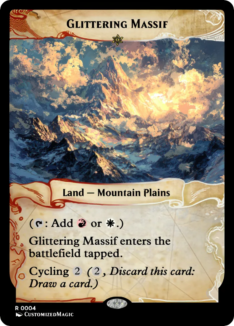 Cycling Dual Lands - Ixalan Frame | Glittering Massif.1 | Magic the Gathering / MTG Proxy Cards | Deep Gnome Terramancer