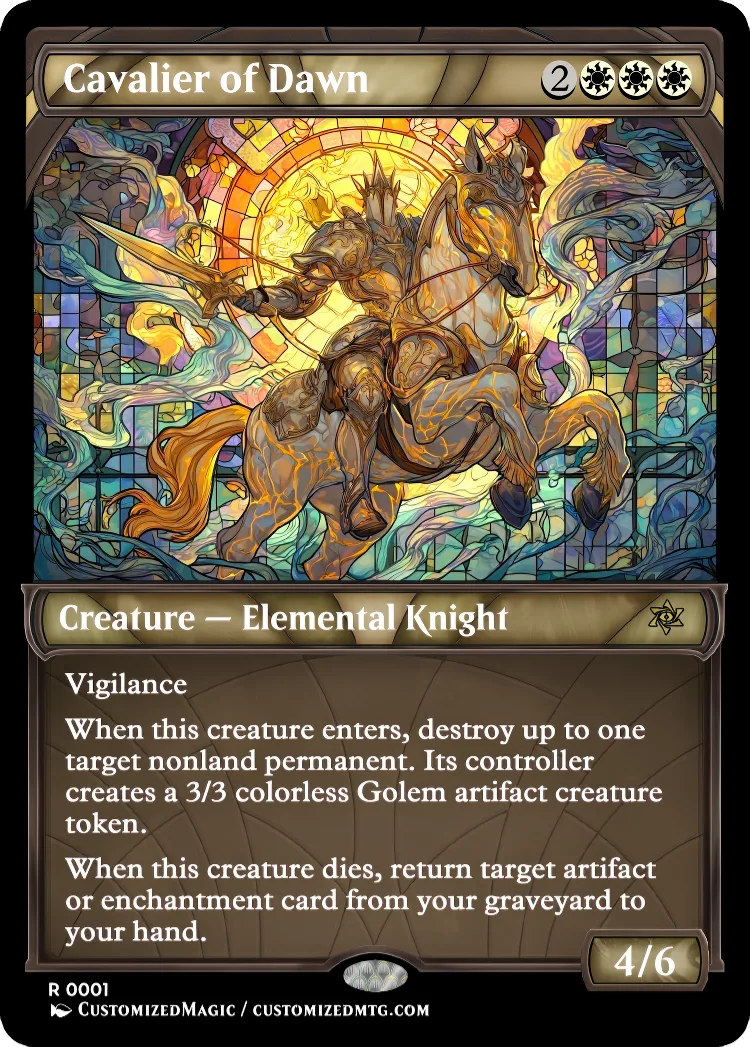 Cavalier Elemental Knight Cycle | Cavalier of Dawn | Magic the Gathering / MTG Proxy Cards | Magic the Gathering Proxy Cards