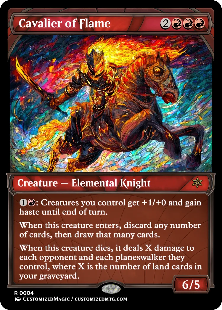 Cavalier Elemental Knight Cycle | Cavalier of Flame | Magic the Gathering / MTG Proxy Cards | Magic the Gathering Proxy Cards