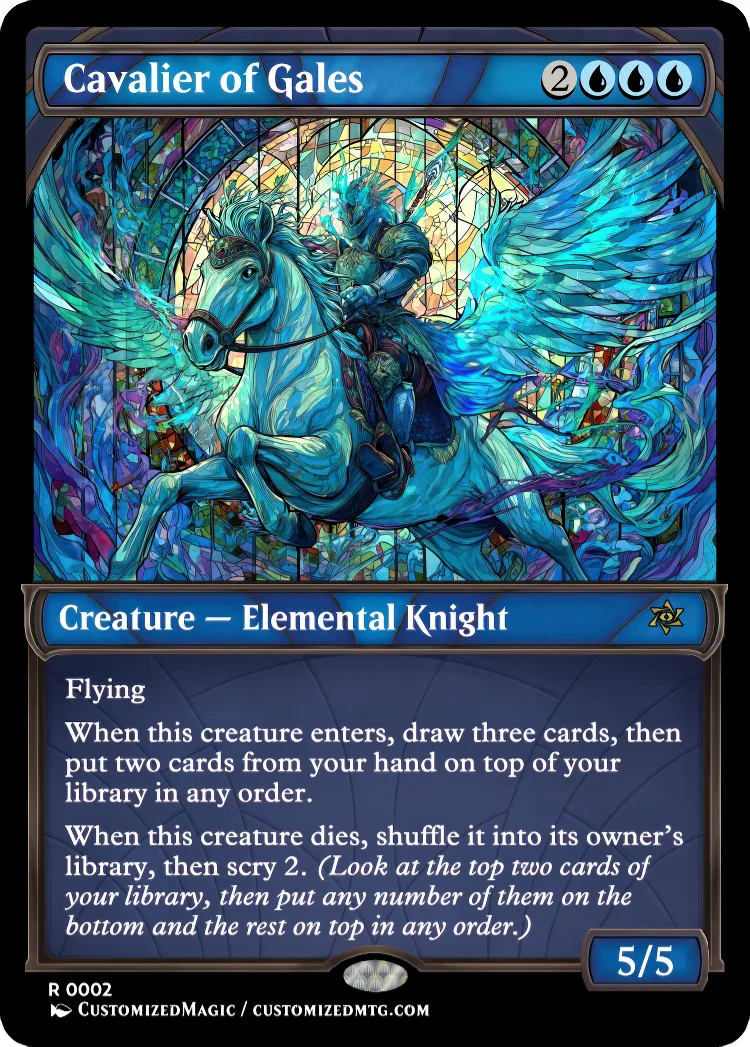 Cavalier Elemental Knight Cycle | Cavalier of Gales | Magic the Gathering / MTG Proxy Cards | Magic the Gathering Proxy Cards