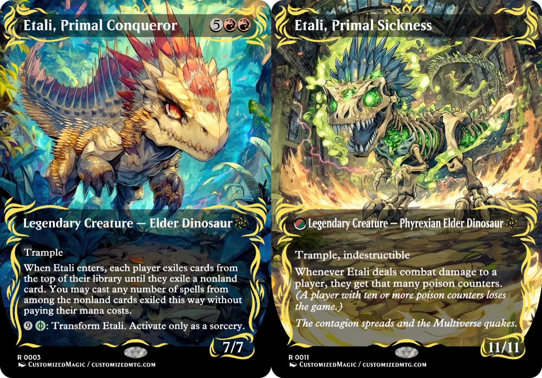 Etali, Primal Conqueror // Etali, Primal Sickness | Etali Primal Conqueror and Etali Primal Sickness.6 | Magic the Gathering / MTG Proxy Cards | Magic the Gathering Proxy Cards