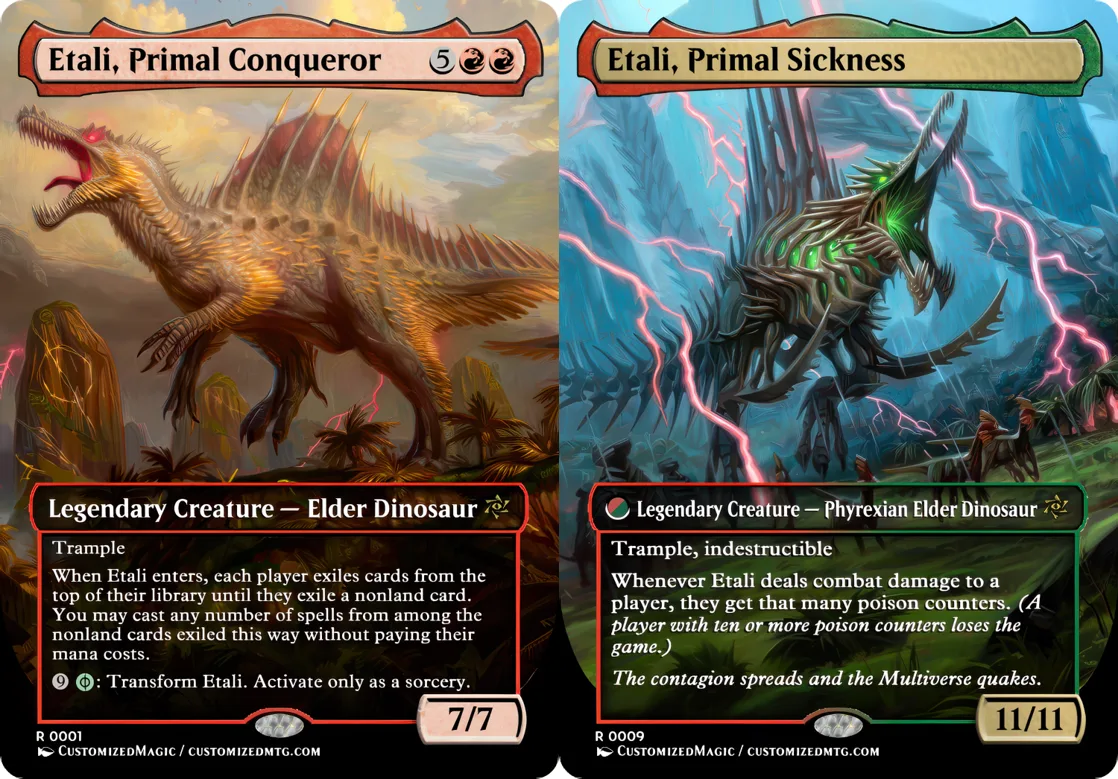 Etali, Primal Conqueror // Etali, Primal Sickness | Etali Primal Conqueror and Etali Primal Sickness.7 | Magic the Gathering / MTG Proxy Cards | Magic the Gathering Proxy Cards