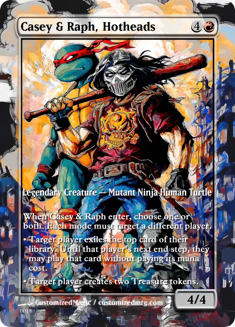 Teenage Mutant Ninja Turtles Eternal Commanders - Oil Painted Edition 1 of 2 | Casey Raph Hotheads | Magic the Gathering / MTG Proxy Cards | Magic the Gathering Proxy Cards