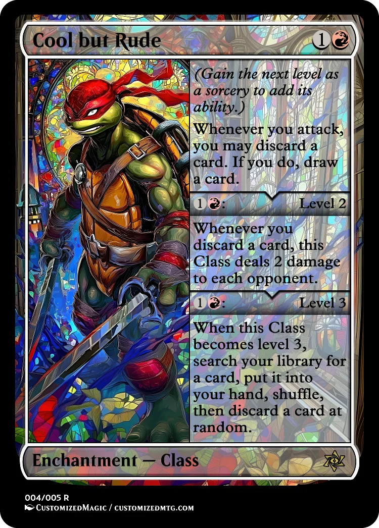 Teenage Mutant Ninja Turtles - Class Cycle - Stained Glass Edition | Cool but Rude | Magic the Gathering / MTG Proxy Cards | Magic the Gathering Proxy Cards
