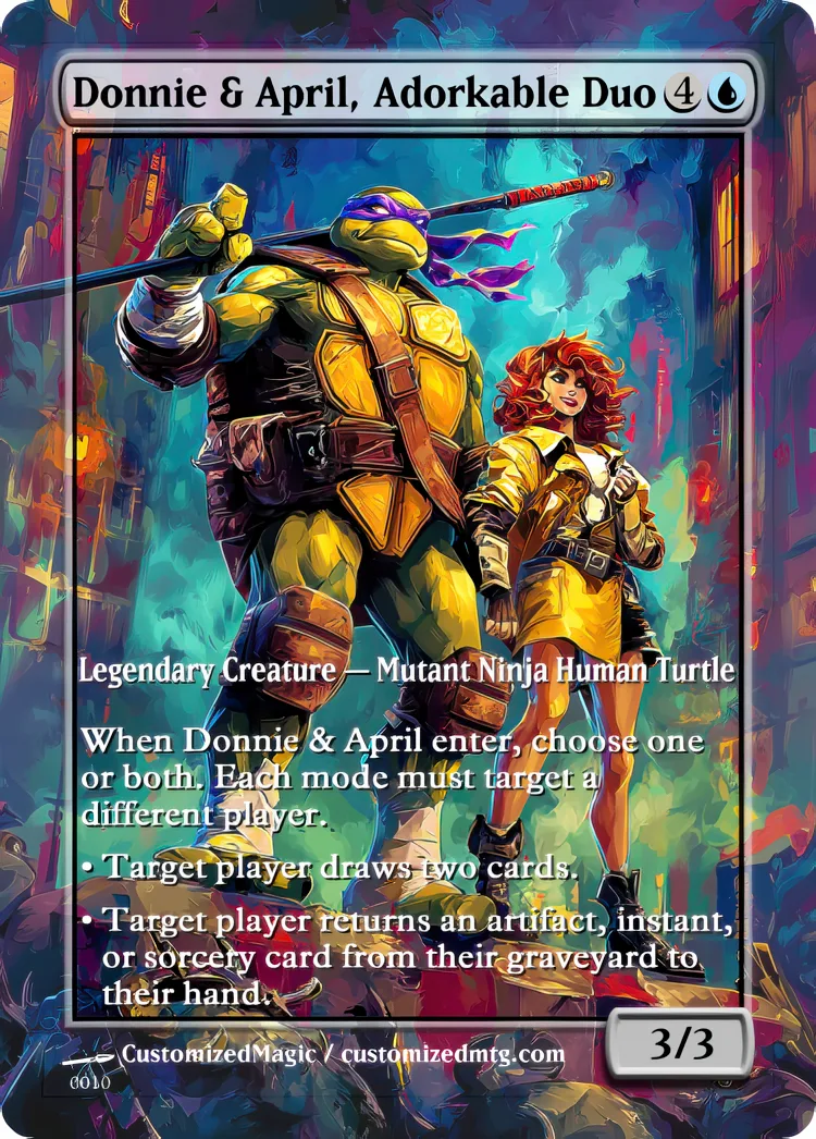 Teenage Mutant Ninja Turtles Eternal Commanders - Oil Painted Edition 1 of 2 | Donnie April Adorkable Duo | Magic the Gathering / MTG Proxy Cards | Magic the Gathering Proxy Cards