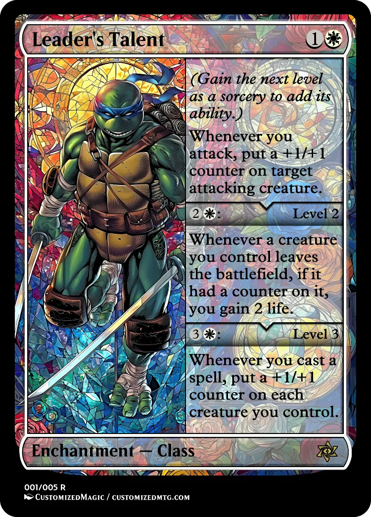 Teenage Mutant Ninja Turtles - Class Cycle - Stained Glass Edition | Leaders Talent | Magic the Gathering / MTG Proxy Cards | Magic the Gathering Proxy Cards