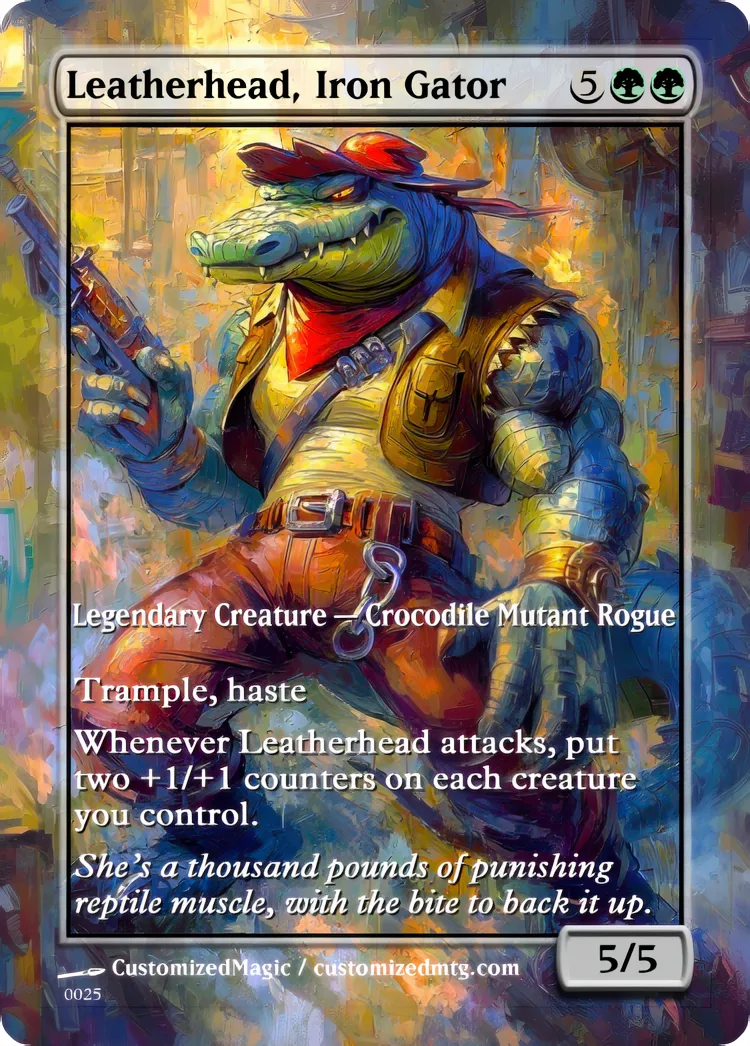 Teenage Mutant Ninja Turtles Eternal Commanders - Oil Painted Edition 1 of 2 | Leatherhead Iron Gator | Magic the Gathering / MTG Proxy Cards | Magic the Gathering Proxy Cards