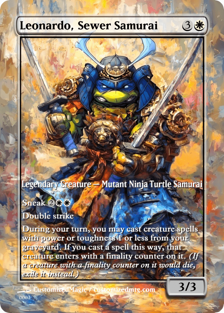 Teenage Mutant Ninja Turtles Commanders - Oil Painted Edition Part 1 of 2 | Leonardo Sewer Samurai | Magic the Gathering / MTG Proxy Cards | Magic the Gathering Proxy Cards Teenage Mutant Ninja Turtles Commanders - Oil Painted Edition Part 1 of 2 | Leonardo Sewer Samurai | Magic the Gathering / MTG Proxy Cards | Magic the Gathering Proxy Cards