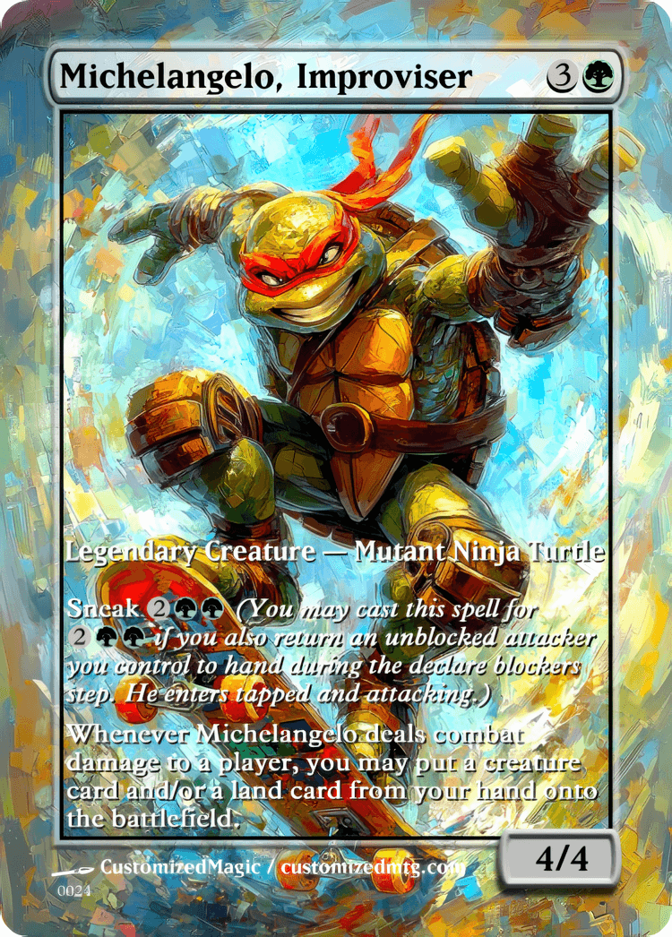 Teenage Mutant Ninja Turtles Commanders - Oil Painted Edition Part 1 of 2 | Michelangelo Improviser | Magic the Gathering / MTG Proxy Cards | Magic the Gathering Proxy Cards Teenage Mutant Ninja Turtles Commanders - Oil Painted Edition Part 1 of 2 | Michelangelo Improviser | Magic the Gathering / MTG Proxy Cards | Magic the Gathering Proxy Cards