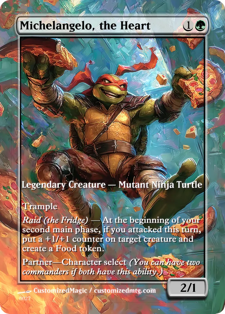 Teenage Mutant Ninja Turtles Eternal Commanders - Oil Painted Edition 2 of 2 | Michelangelo the Heart | Magic the Gathering / MTG Proxy Cards | Magic the Gathering Proxy Cards