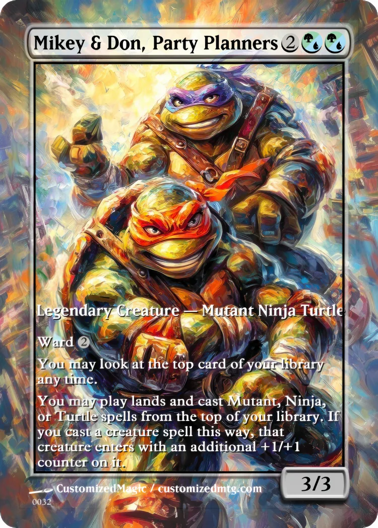 Teenage Mutant Ninja Turtles Commanders - Oil Painted Edition Part 2 of 2 | Mikey Don Party Planners.1 | Magic the Gathering / MTG Proxy Cards | Magic the Gathering Proxy Cards