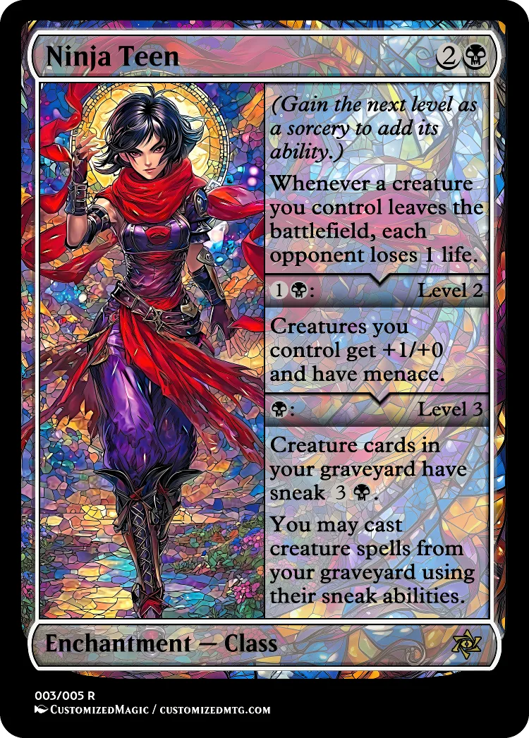 Teenage Mutant Ninja Turtles - Class Cycle - Stained Glass Edition | Ninja Teen | Magic the Gathering / MTG Proxy Cards | Magic the Gathering Proxy Cards