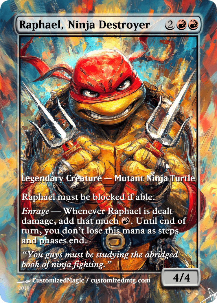 Teenage Mutant Ninja Turtles Commanders - Oil Painted Edition Part 2 of 2 | Raphael Ninja Destroyer | Magic the Gathering / MTG Proxy Cards | Magic the Gathering Proxy Cards Teenage Mutant Ninja Turtles Commanders - Oil Painted Edition Part 2 of 2 | Raphael Ninja Destroyer | Magic the Gathering / MTG Proxy Cards | Magic the Gathering Proxy Cards