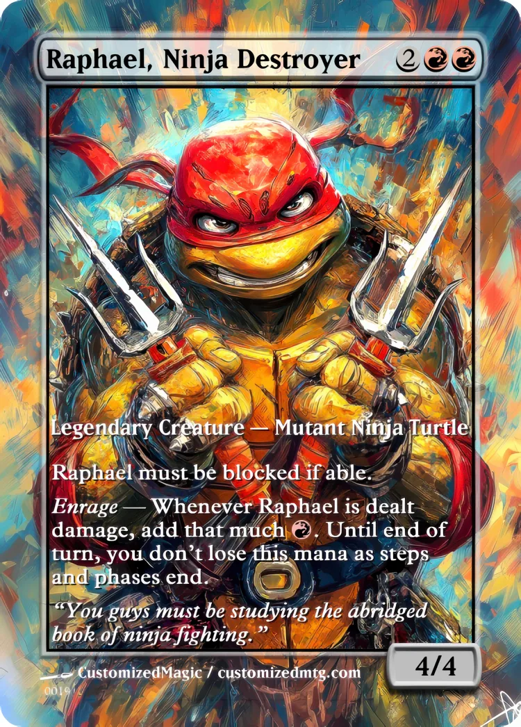 Teenage Mutant Ninja Turtles Commanders - Oil Painted Edition Part 2 of 2 | Raphael Ninja Destroyer | Magic the Gathering / MTG Proxy Cards | Magic the Gathering Proxy Cards