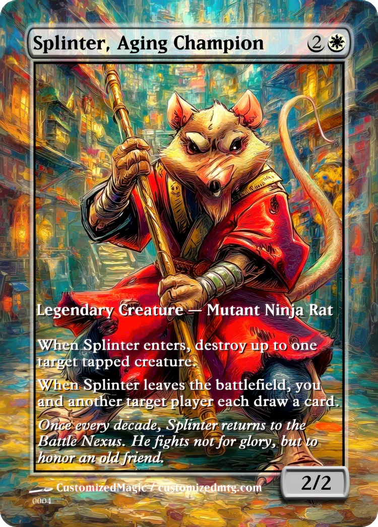 Teenage Mutant Ninja Turtles Eternal Commanders - Oil Painted Edition 2 of 2 | Splinter Aging Champion | Magic the Gathering / MTG Proxy Cards | Magic the Gathering Proxy Cards