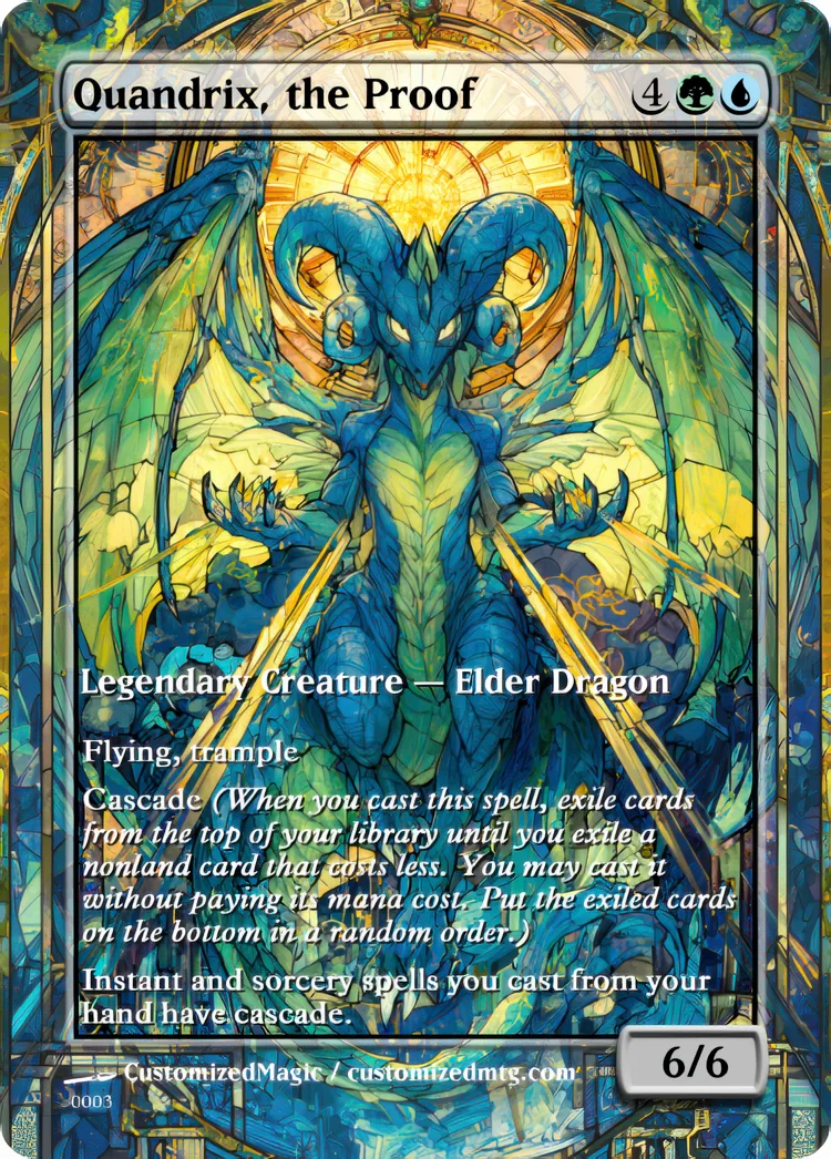 Secrets of Strixhaven - Elder Dragon - Stained Glass Edition | Quandrix the Proof | Magic the Gathering / MTG Proxy Cards | Magic the Gathering Proxy Cards