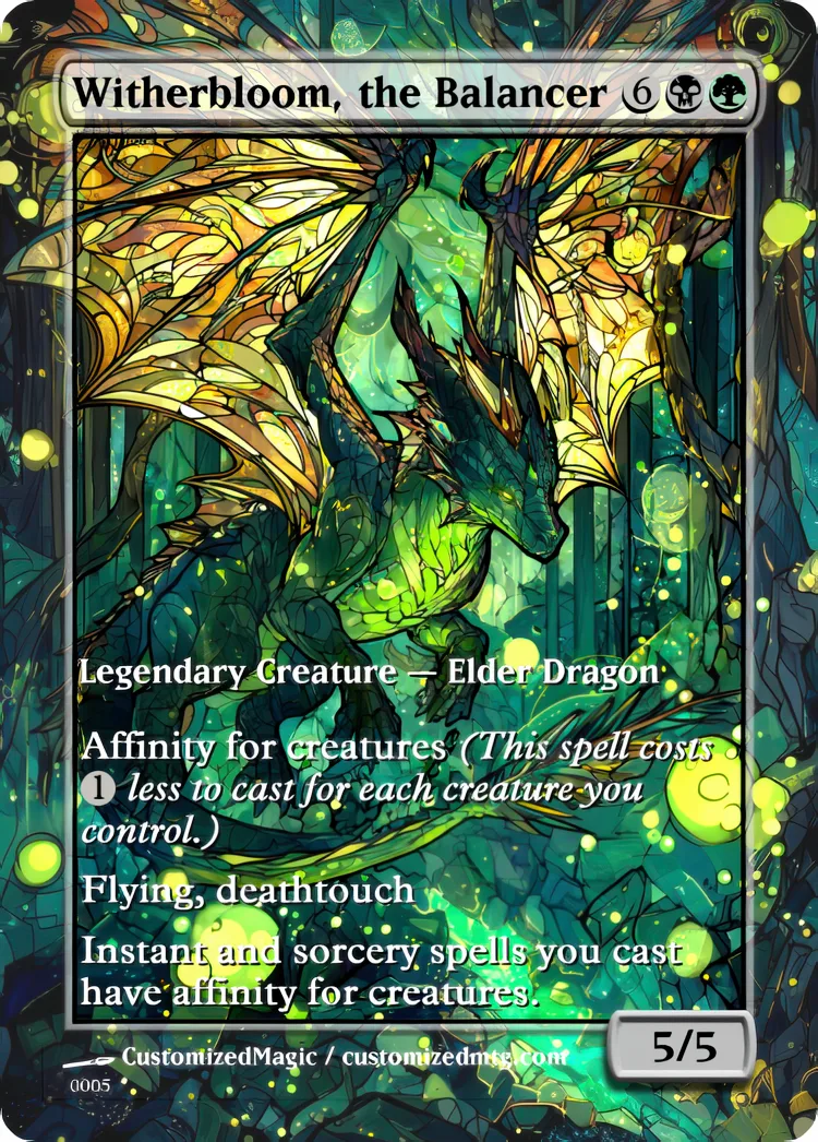 Secrets of Strixhaven - Elder Dragon - Stained Glass Edition | Witherbloom the Balancer | Magic the Gathering / MTG Proxy Cards | Magic the Gathering Proxy Cards