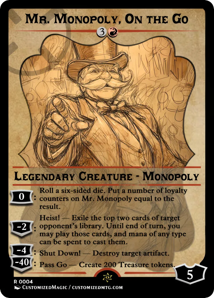 2023 Heroes of the Realm – Mr. Monopoly, On the Go | Mr. Monopoly On the Go.3 | Magic the Gathering / MTG Proxy Cards | Magic the Gathering Proxy Cards
