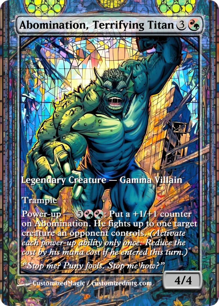 Marvel Super Heroes - Commanders - Stained Glass Edition Part 1 of 6 | Abomination Terrifying Titan | Magic the Gathering / MTG Proxy Cards | Magic the Gathering Proxy Cards