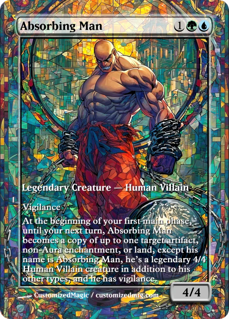 Marvel Super Heroes - Commanders - Stained Glass Edition Part 1 of 6 | Absorbing Man | Magic the Gathering / MTG Proxy Cards | Magic the Gathering Proxy Cards