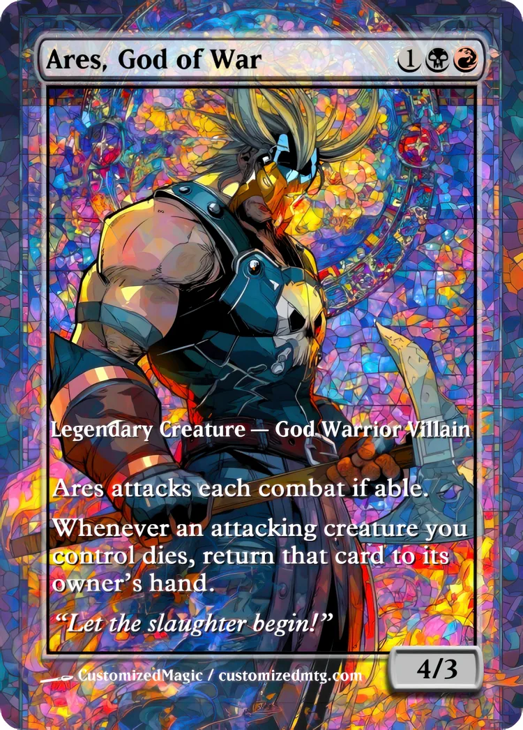 Marvel Super Heroes - Commanders - Stained Glass Edition Part 1 of 6 | Ares God of War | Magic the Gathering / MTG Proxy Cards | Magic the Gathering Proxy Cards