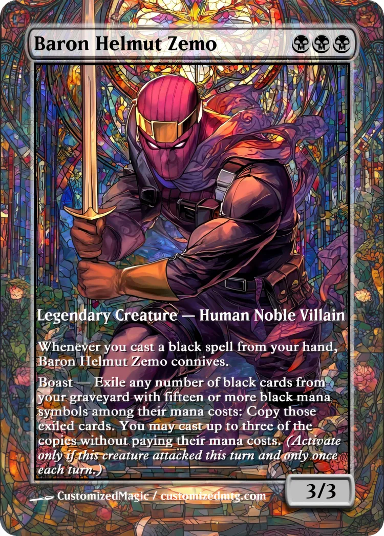 Marvel Super Heroes - Commanders - Stained Glass Edition Part 1 of 6 | Baron Helmut Zemo | Magic the Gathering / MTG Proxy Cards | Magic the Gathering Proxy Cards