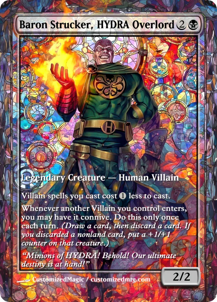 Marvel Super Heroes - Commanders - Stained Glass Edition Part 1 of 6 | Baron Strucker HYDRA Overlord | Magic the Gathering / MTG Proxy Cards | Magic the Gathering Proxy Cards