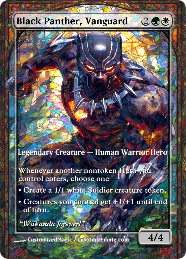Marvel Super Heroes - Commanders - Stained Glass Edition Part 1 of 6 | Black Panther Vanguard | Magic the Gathering / MTG Proxy Cards | Magic the Gathering Proxy Cards