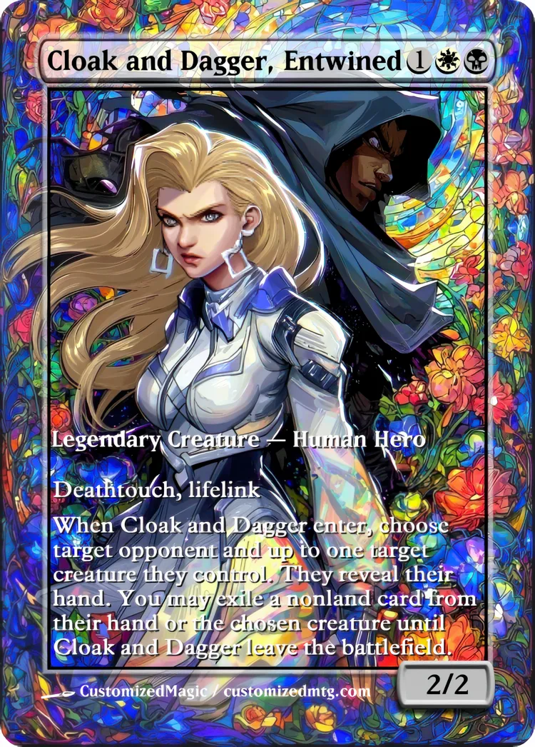 Marvel Super Heroes - Commanders - Stained Glass Edition Part 2 of 6 | Cloak and Dagger Entwined | Magic the Gathering / MTG Proxy Cards | Magic the Gathering Proxy Cards