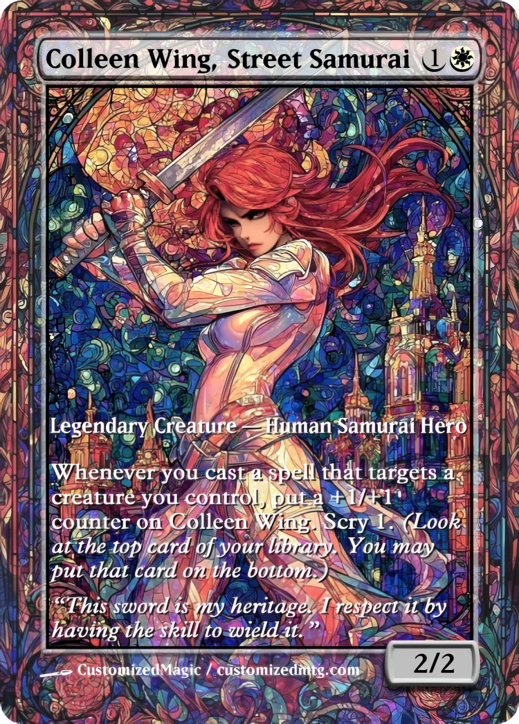 Marvel Super Heroes - Commanders - Stained Glass Edition Part 2 of 6 | Colleen Wing Street Samurai | Magic the Gathering / MTG Proxy Cards | Magic the Gathering Proxy Cards