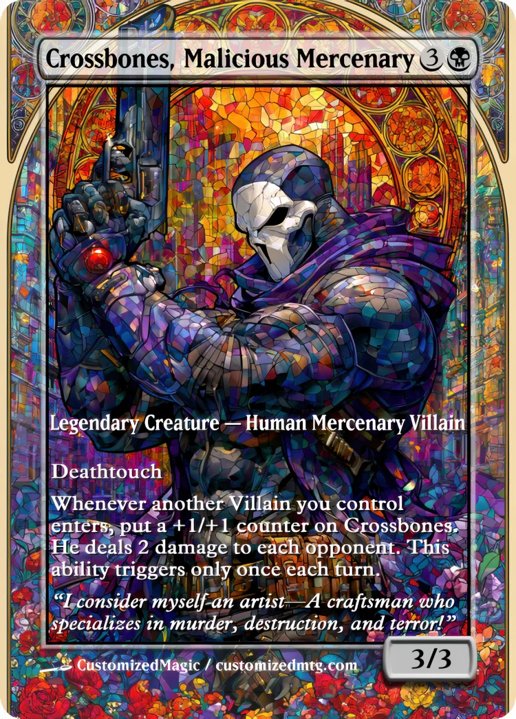 Marvel Super Heroes - Commanders - Stained Glass Edition Part 2 of 6 | Crossbones Malicious Mercenary | Magic the Gathering / MTG Proxy Cards | Magic the Gathering Proxy Cards