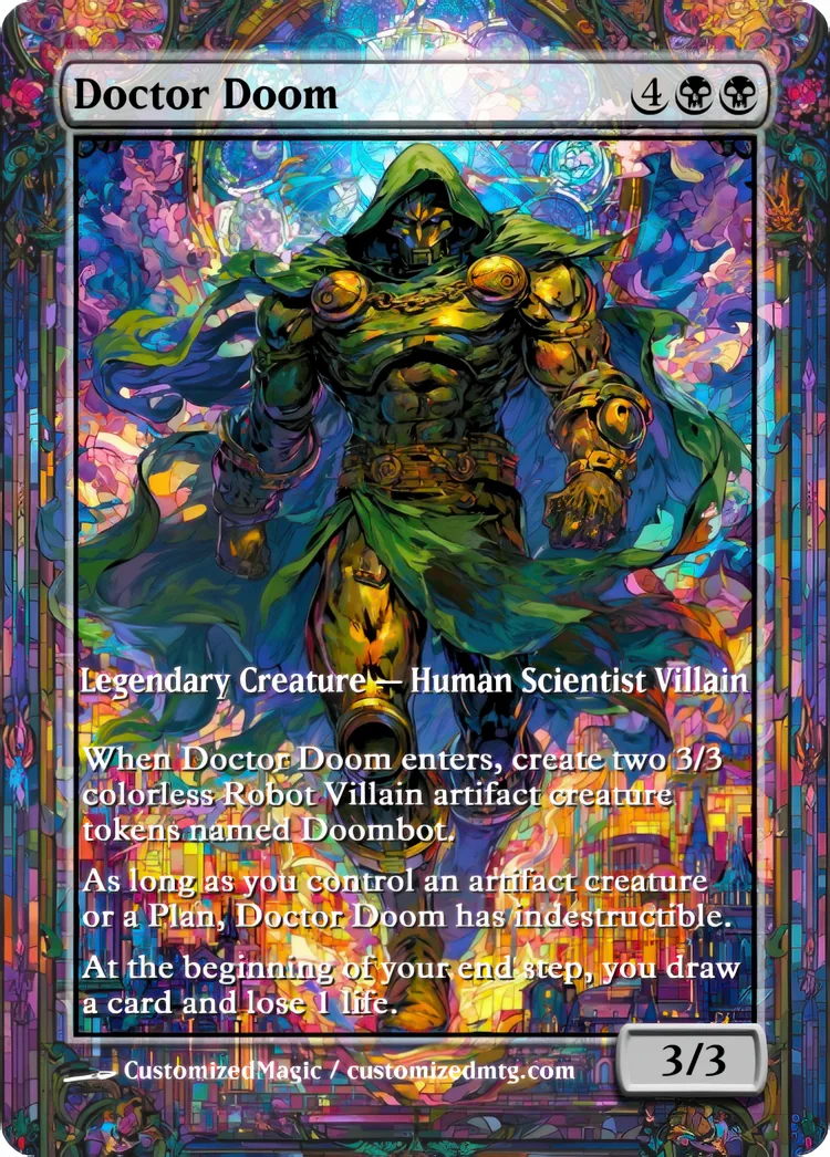 Marvel Super Heroes - Commanders - Stained Glass Edition Part 2 of 6 | Doctor Doom | Magic the Gathering / MTG Proxy Cards | Magic the Gathering Proxy Cards